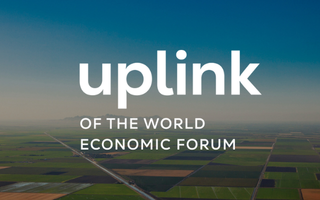 UpLink by the World Economic Forum logo over agricultural landscapes, representing global collaboration on water resilience